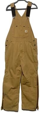 Real Work Wear Mens Bib Overalls Large Mustard Brown Distressed